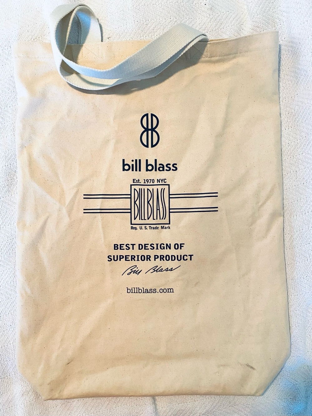 NEW bill blass Large Cream Canvas Logo Bag